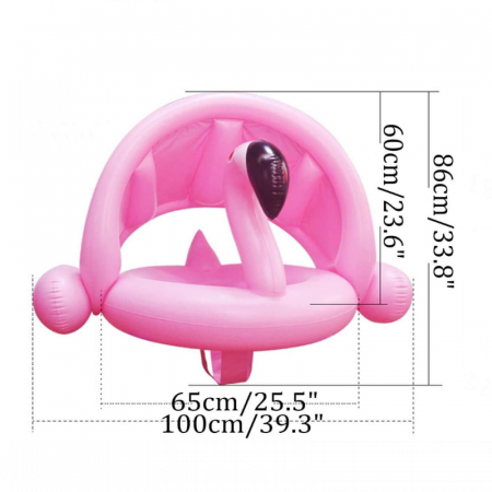 Barcuta cu parasolar detasabil - Flamingo roz [2]