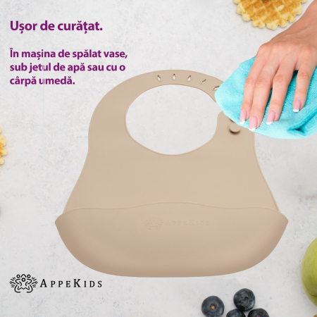 Baveta din silicon, AppeKids - Bubble Beige [2]