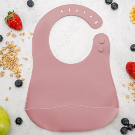 Pentru Bebe - Baveta din silicon, AppeKids - Old Rose