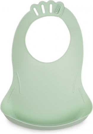 Pentru Bebe - Baveta pentru bebelusi cu sistem colector al hranei culoarea verde celadon