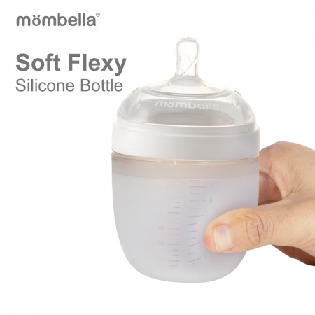 Biberon Anticolici Mombella Breast-Like, 120ml, Tetina S flux lent, 100% Silicon, Ivory [4]
