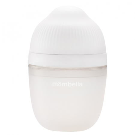 Biberon Anticolici Mombella Breast-Like, 210ml, Tetina M flux mediu, 100% Silicon, Ivory [2]