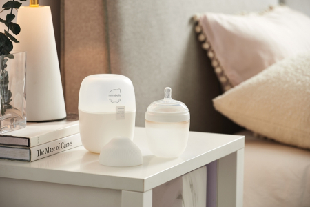 Biberon Anticolici Mombella Breast-Like, 210ml, Tetina M flux mediu, 100% Silicon, Ivory [4]