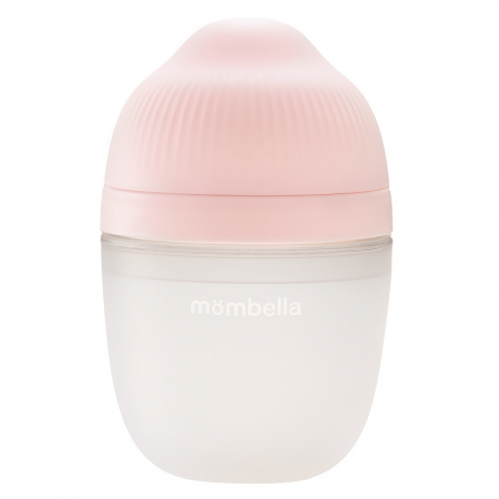 Biberon Anticolici Mombella Breast-Like, 210ml, Tetina M flux mediu, 100% Silicon, Old Roze [1]