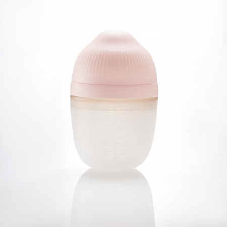 Biberon Anticolici Mombella Breast-Like, 210ml, Tetina M flux mediu, 100% Silicon, Old Roze [4]
