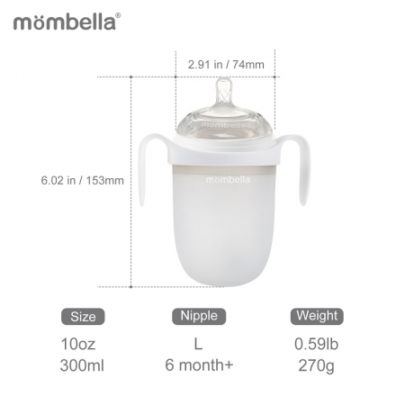 Biberon Anticolici Mombella Breast-Like, 300ml, Tetina 360Ã‚Â° XL Flux Consistent, 100% Silicon, Ivory [2]