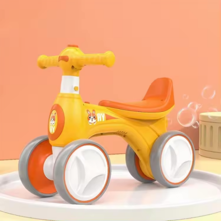 Jucarii fete - Bicicleta fara pedale, 4 roti, cu sunete, lumini si baloane de sapun