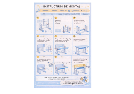 Birou Personalizat pentru Copii, Inaltime Ajustabila, MDF - Model Delfini [1]