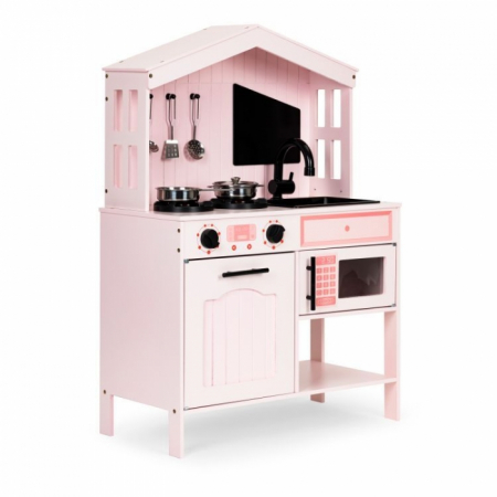 Jucarii copii si bebe - Bucatarie din lemn cu accesorii Ecotoys PLK563 - Roz