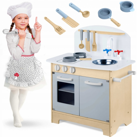 Jucarii copii si bebe - Bucatarie interctiva din lemn cu accesorii Ricokids 785200