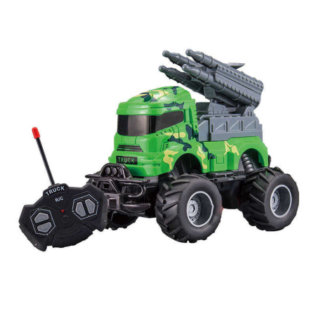 Copii 4 ani+ - Camion Militar cu Rachete, Lumini, 18 cm, Verde Deschis