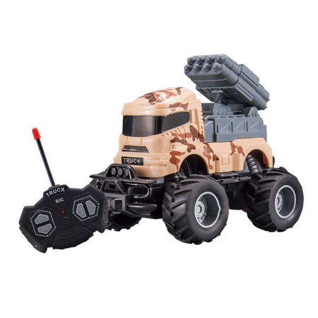 Copii 4 ani+ - Camion Militar cu Rachete, Lumini, 18 cm, Crem