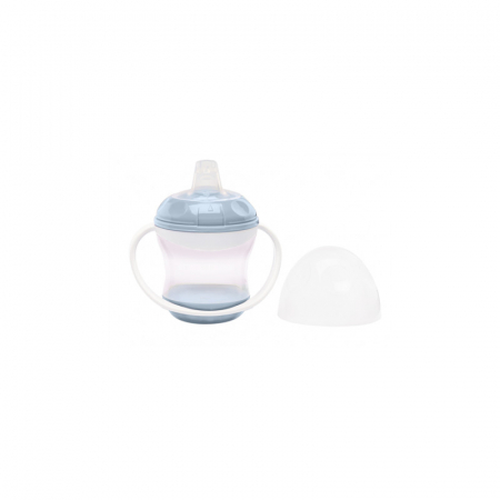 Pentru Bebe - Cana anti-curgere cu capac si manere Baby blue