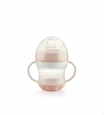 Pentru Bebe - Cana anti-curgere cu capac si manere Powder pink