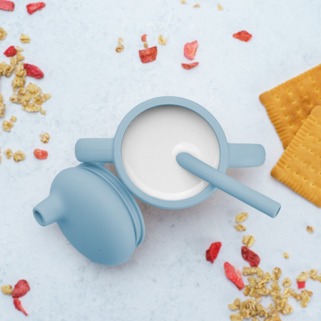 Cana din silicon cu pai, AppeKids - Aqua Blue [3]