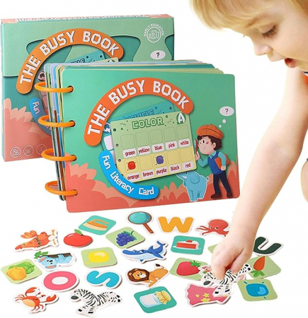 Reduceri - Idei de cadouri! - Carte educativa cu stickere reutilizabile The Busy Book, 20 pagini