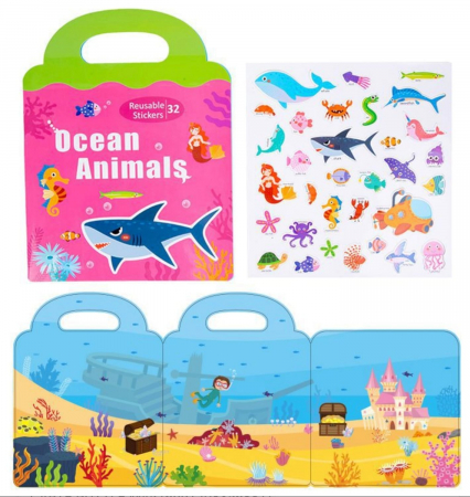 Masinute - Carte puzzle magnetic pentru copii animale marine