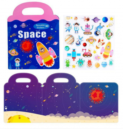 Masinute - Carte puzzle magnetic pentru copii, Spatiul cosmic