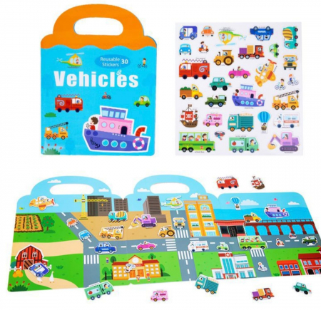 Jucarii magnetice - Carte puzzle magnetic pentru copii, vehicule diverse
