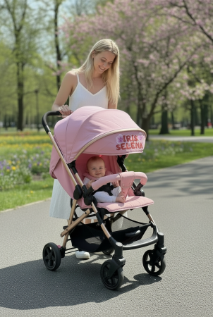 Carucior 3 in 1, Landou Inclus, Scoica Auto, Reversibil, Pliabil, Cadru din Aluminiu, 0-36 luni, ROZ PRAFUIT [1]