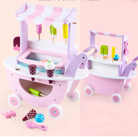 Carucior și Stand de Înghețată din Lemn - Jucărie Montessori [3]
