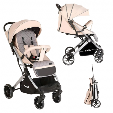 Carucioare - Carucior Sport cu Pliere Tip Troller, cu Pozitie de Somn, Bej