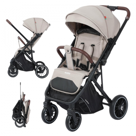 Carucioare - Carucior Sport cu Pliere Tip Troller, cu Pozitie de Somn si Maner Reversibil - Bej
