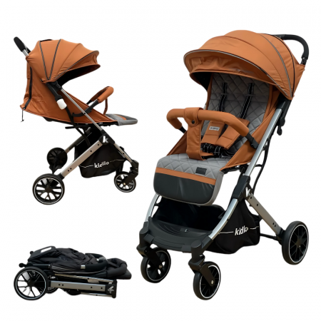 Carucioare - Carucior Sport cu Pliere Tip Troller, cu Pozitie de Somn, Portocaliu