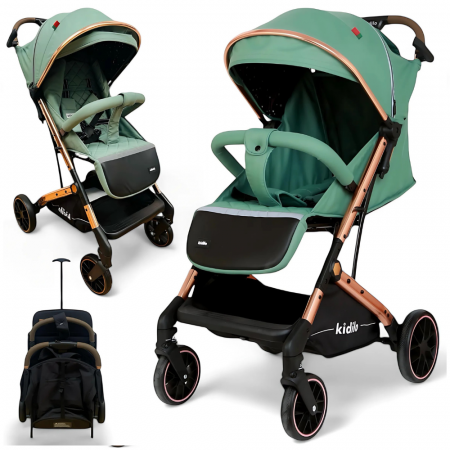 Carucioare - Carucior Sport pentru Copii, Sistem de Pliere Tip Troller - Verde