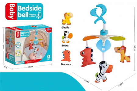 Jocuri si jucarii educative pentru bebe - Carusel mobil 2 in1, cu 3 jucarioare pentru patut sau carucior