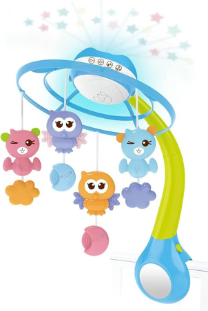Jucarii si jocuri interactive pe varsta - Carusel Muzical pentru Patut cu Proiector, Lampa de Veghe, Telecomanda si 50 Melodii, Albastru