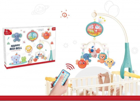 Jucarii cu proiectie - Carusel patut bebelus, interactiv, cu telecomanda