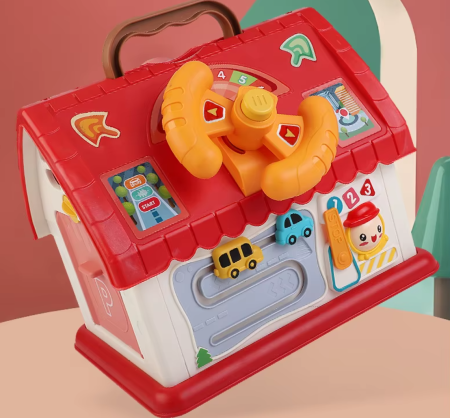 Casuta Educativa Montessori 8 in 1 cu Lumini, Sunete, Masinute si Activitati Interactive, ROZ [1]