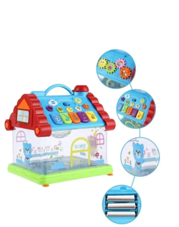 Jucarii copii si bebe - Casuta Interactiva pentru Bebelusi, Proiector cu Stele, Lumini Colorate, Melodii si Sunete, Jucarie Educativa
