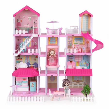 Jucarii copii si bebe - Casuta pentru papusi cu mobilier, gradina si LED-uri Ecotoys HC507637