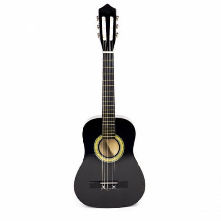 Jucarii copii si bebe - Chitara din lemn pentru copii cu 6 corzi Ecotoys HX18026-34, 86 X 31 cm - Negru
