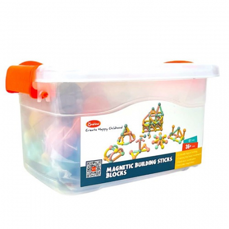 Copii 3 ani+ - Construcții Magnetice cu 61 de Piese Sticks Building