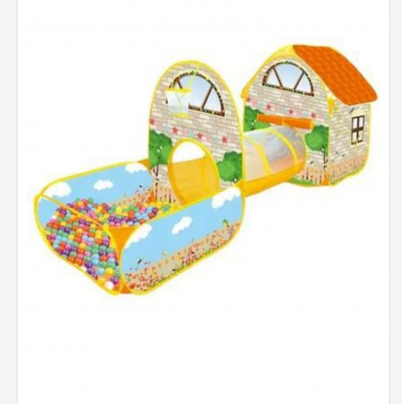 Tarc joaca copii - Cort copii, 3 in 1, casuta, tunel, piscina, 100 bile