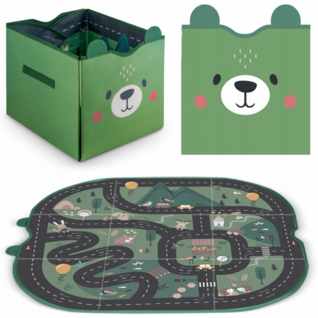 Pentru Bebe - Cos de depozitare 2 in 1 cu salteluta de joaca pentru copii Nukido - Verde