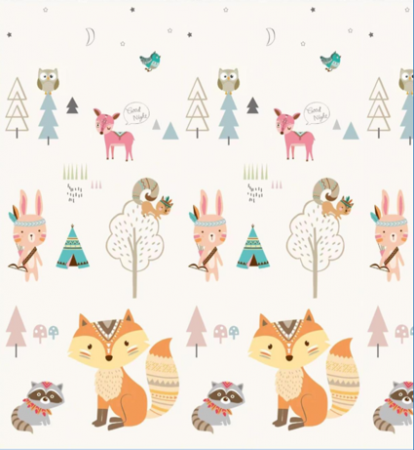 Covor Pliabil pentru Bebelusi, 2 fete - panda/padure magica, 180/200/0.9cm [8]