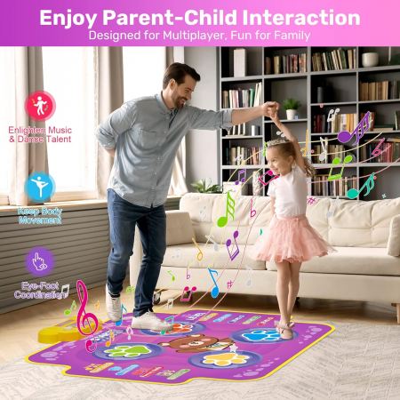 Covoras de Dans Interactiv pentru Copii, cu Muzica si Lumini LED, Mov [4]