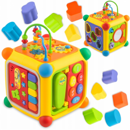 Bebe 9 luni+ - Cub educational cu blocuri, sunete si diverse activitati Ricokids RK-747