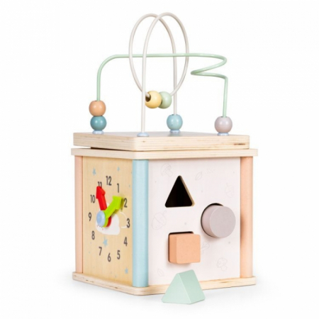Jucarii copii si bebe - Cub educational din lemn pentru copii Ecotoys 1001
