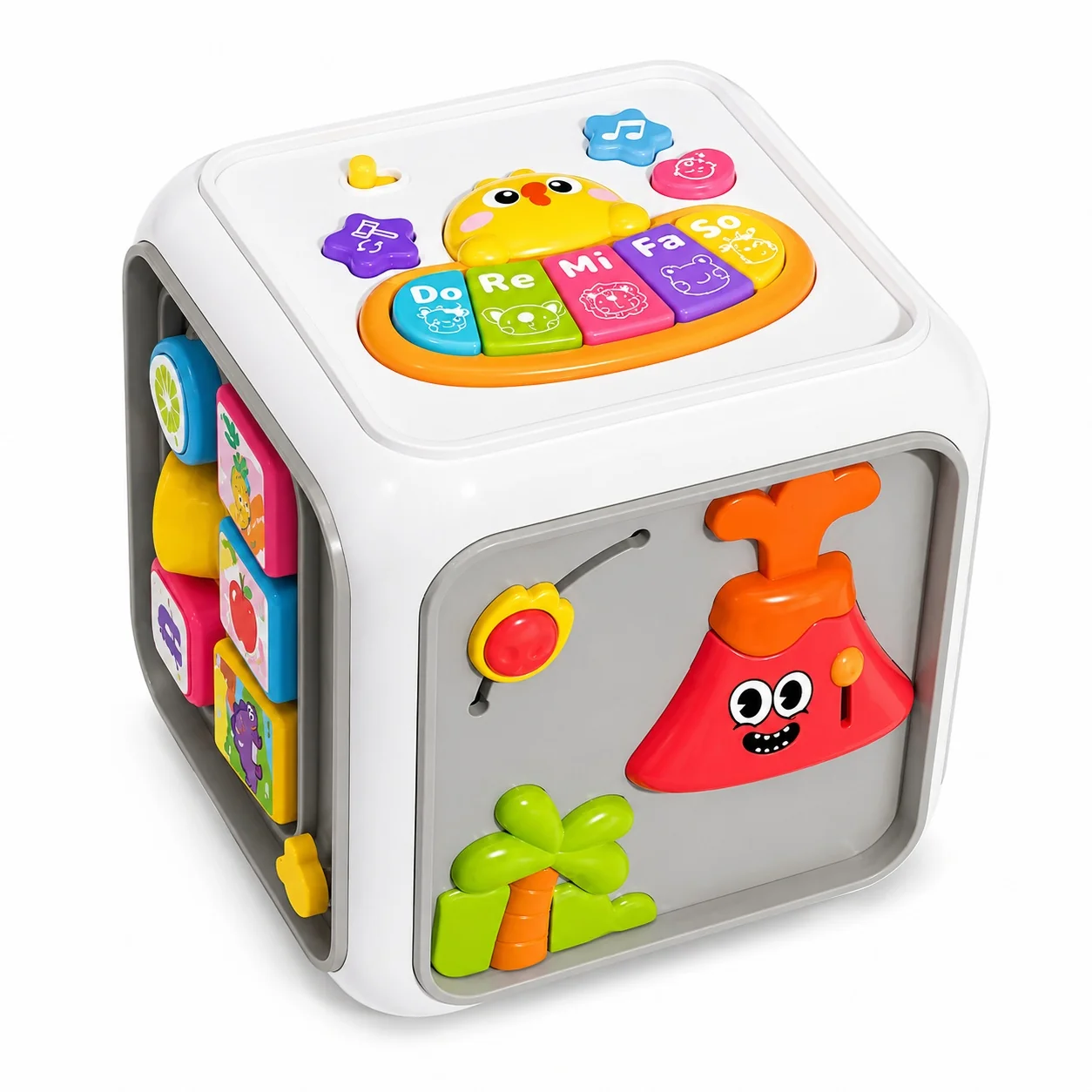 Cub Educativ 6 in 1 Interactiv pentru Copii, cu Pian, Labirint cu Margele, Sortator de Forme si Jocuri de Indemanare [3]