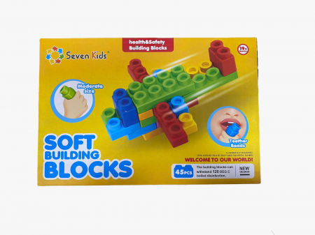 Jocuri si jucarii educative pentru bebe - Cuburi moi de construit 45 bucati