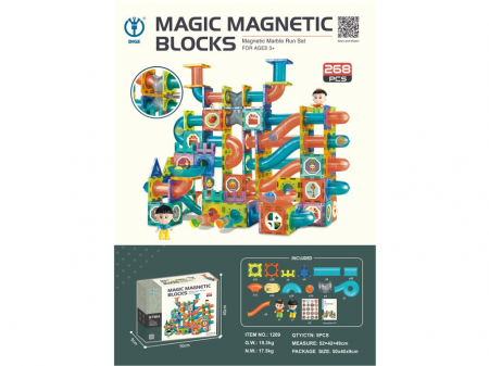 Copii 3 ani+ - Cuburi STEM magnetice de construit, 268 piese