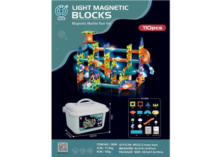 Jucarii si jocuri interactive pentru  copii - Cuburi STEM magnetice de construit, luminate, 110 piese