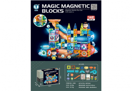 Jucarii si jocuri interactive pentru  copii - Cuburi STEM magnetice de construit, luminate, 142 piese
