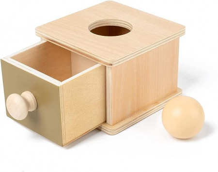 Jucarii si jocuri interactive pentru  copii - Cutie cu bila din lemn Montessori Verde