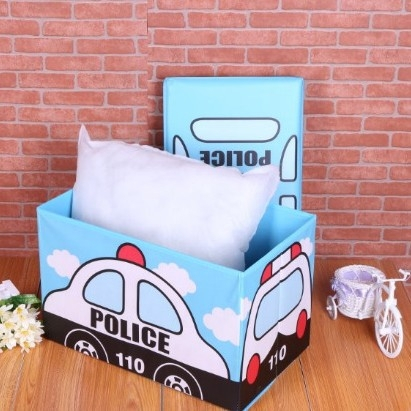Cutie de Depozitare Pliabila pentru Camera Copiilor, Model Masina de Politie [1]